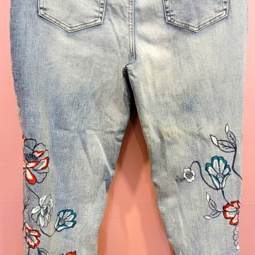Style & Co. Boyfriend embroidered blue jeans